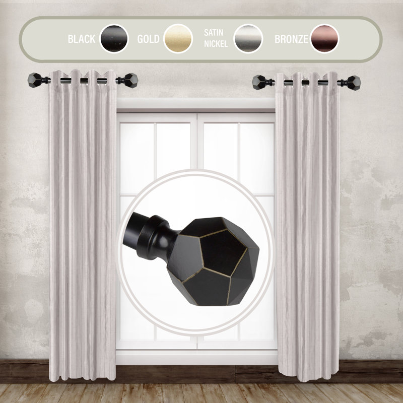 Jasiyah Adjustable Single Curtain Rod, Black