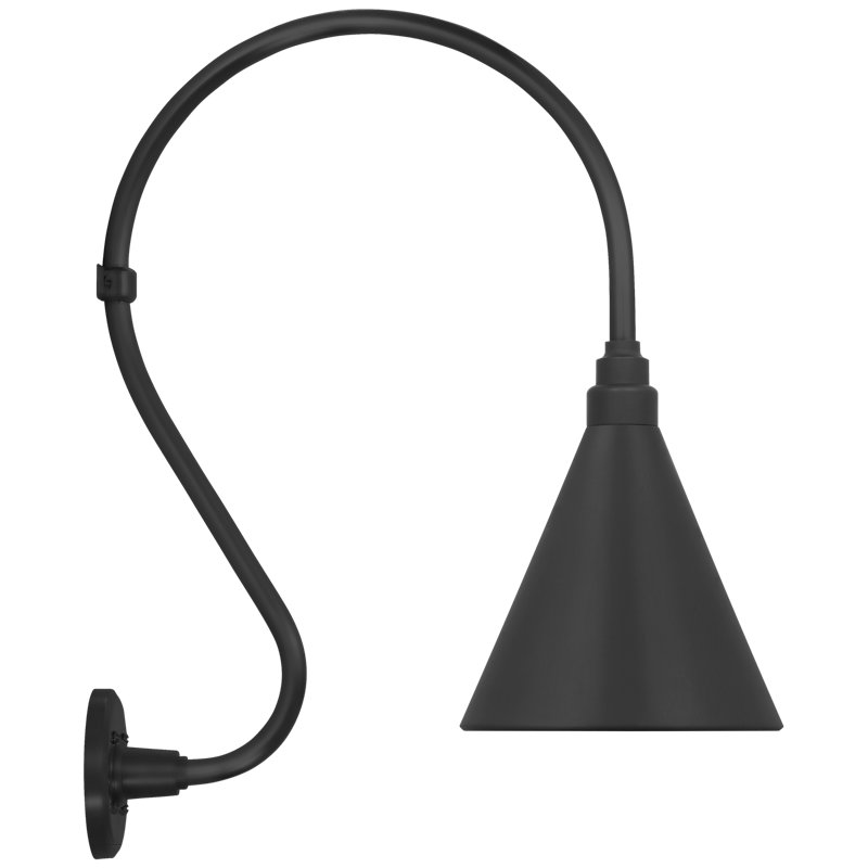 Thomas O'Brien, "Academy 15" Larrabee Barn Light in Matte Black with 9" White Conical Savannah Shade, Black