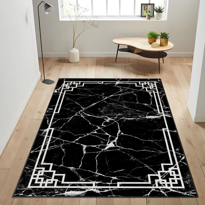 High-Quality Woven Carpet, 5.2 x 7.5 Feet, 100% Polyester, 740 g/m² | Non-Slip Felt Dot Underside, 0.16 in Pile Height | Machine Washable (30°C), Easy to Clean | Stylish Digital Print, Perfect for Living Room & Bedroom