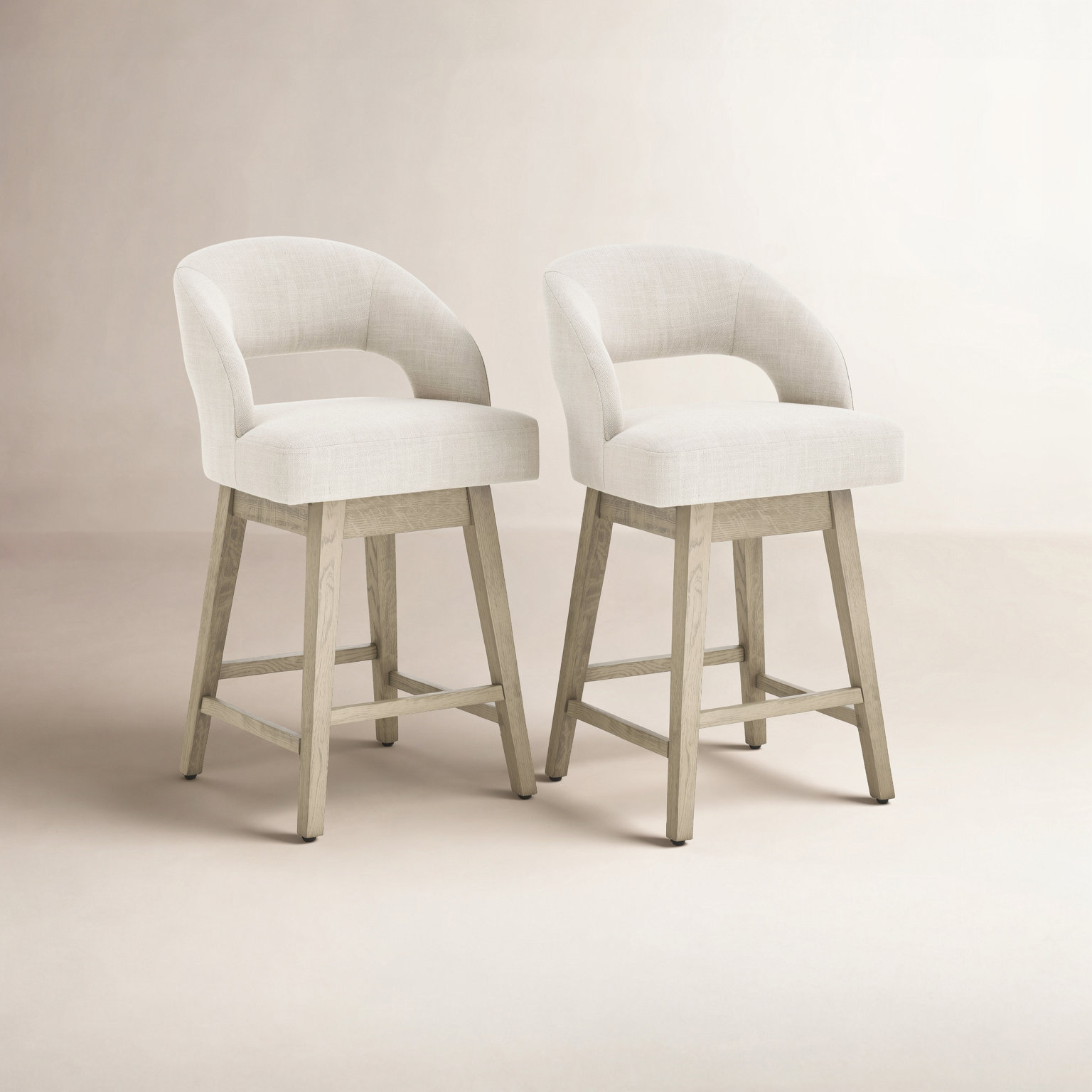 Neta 26" Bar Stool, Effie Linen Performance Linen