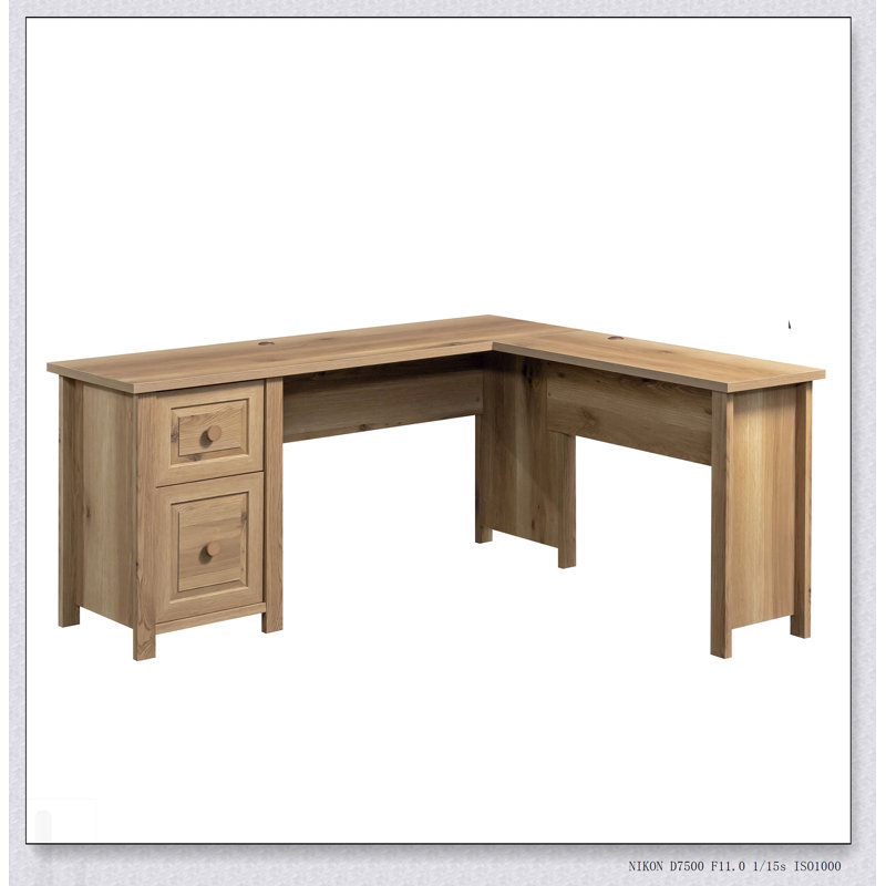 Bureau spacieux en forme de L avec une surface épaisse de 1 pouce pour une productivité et un style améliorés, parfait pour le bureau à domicile et les espaces d'étude.