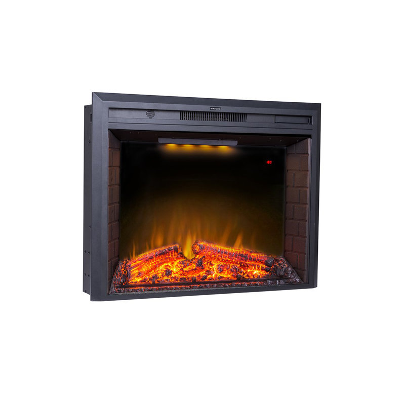 Mateas Ebern Designs Black Electric Fireplace Insert, 24.72" H x 33" W x 8.84" D