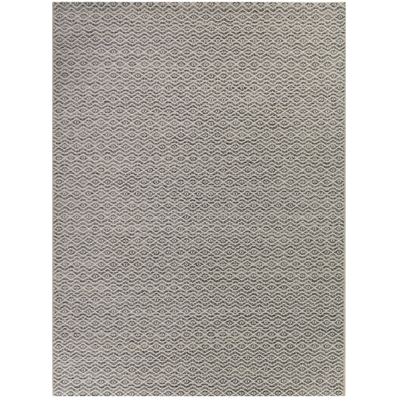 Matthies Charcoal/Cream Transitional Diamond Indoor/Outdoor Area Rug, Rectangle 5'3" x 7'