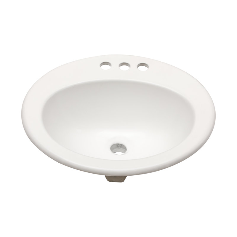 Lavabo de salle de bain ovale encastré en céramique blanche Topcraft avec 3 trous de robinet, 20 po x 18 po x 9 po