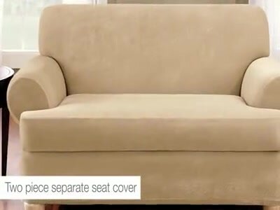 Sure Fit Stretch Pique 3-Piece Sofa Slipcover, Garnet