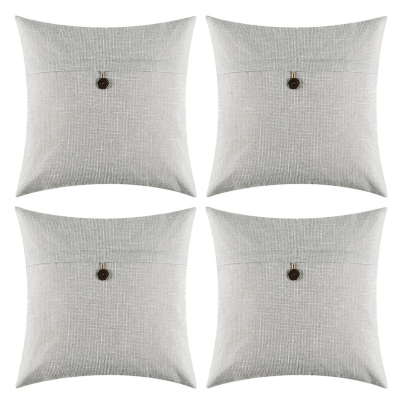 Housses de coussin rétro à un bouton, Gris / blanc