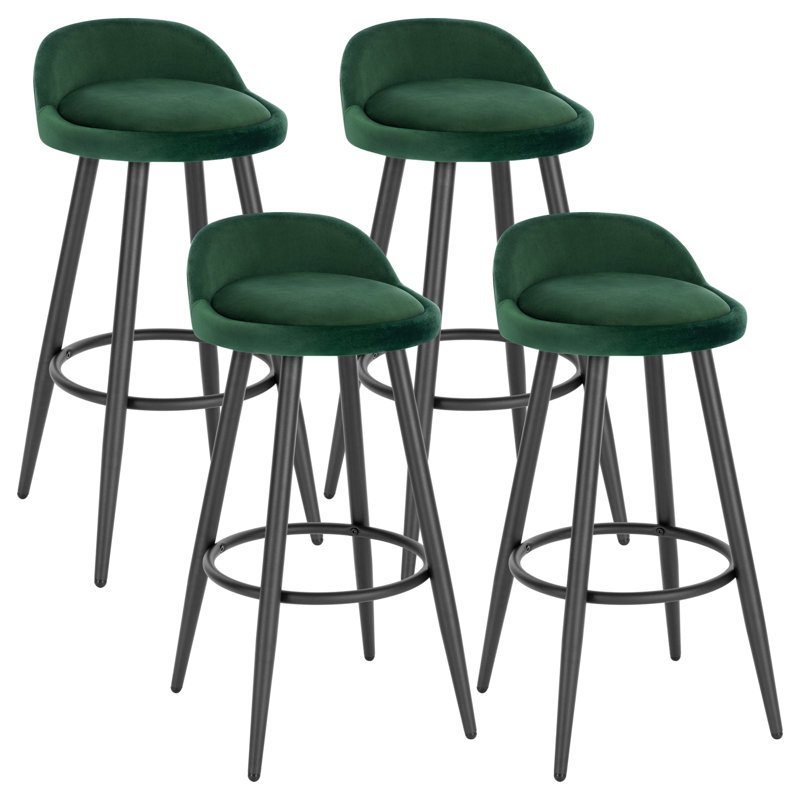 Cristhian Upholstered Counter Stool with Metal Frame, Dark Green