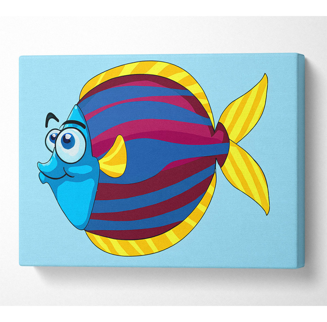 Großer glücklicher Fisch Baby Blau Segeltuch Aquarell