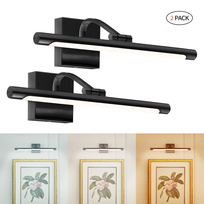 Ensemble de 2 lumières à DEL 1 lumière à intensité variable 3000K / 4000K / 5000K, H 4,33 po x l 16 po x P 7,09 po, Noir mat