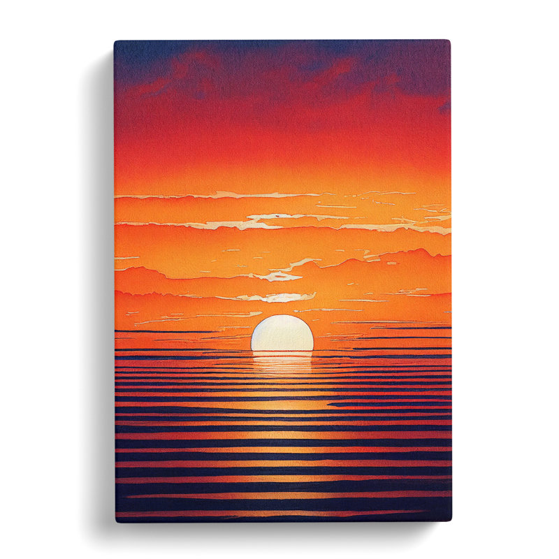 Artsy Ocean Sunset - Wrapped Canvas, 76cm H x 50cm W x 3cm D