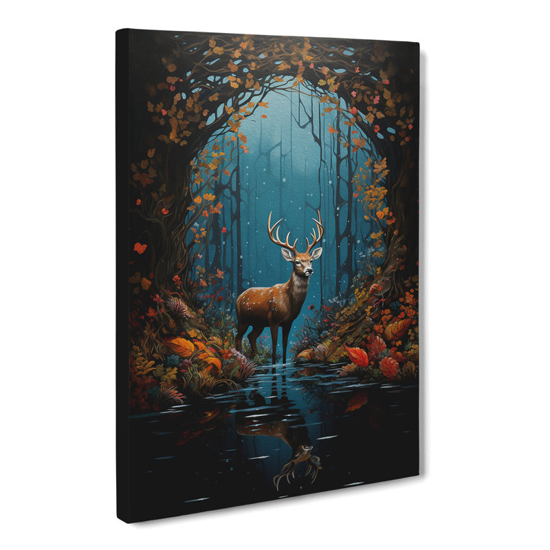 Deer Hard Edge Painting Art - No Frame Print, 50cm H x 35cm W x 3cm D
