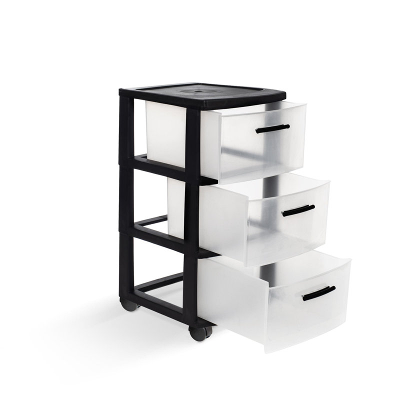 3-Drawer Storage Cabinet in Black, 3