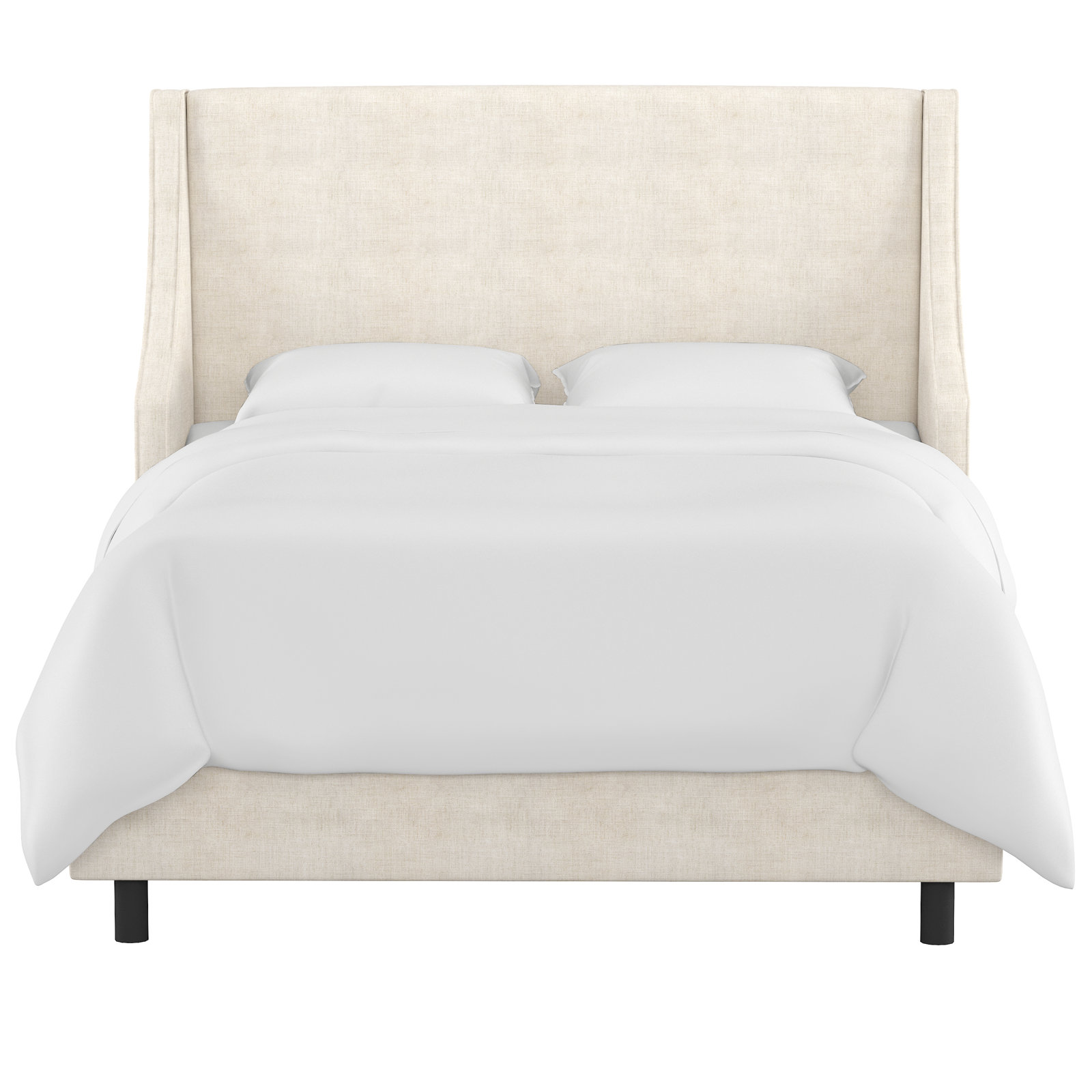 Bernadine Upholstered Wingback Bed, Twin, Classic Talc Linen