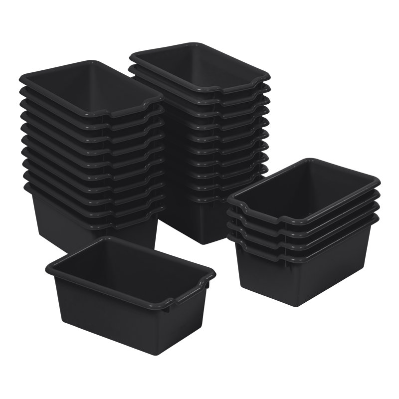 ECR4Kids Scoop Front Storage Bins, Multipurpose Organization, 25-Piece, Black