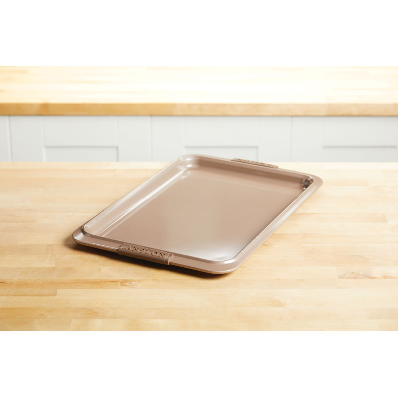 Anolon Advanced Bakeware Nonstick Cookie Pan / Sheet, 10 Inch x 15 Inch, with Silicone Grips, 15" x 10", Bronze