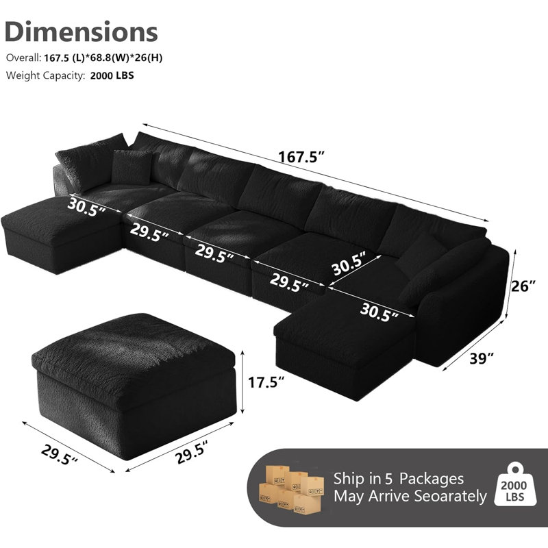 Canapé modulaire Boneless Cloud Couch, Noir