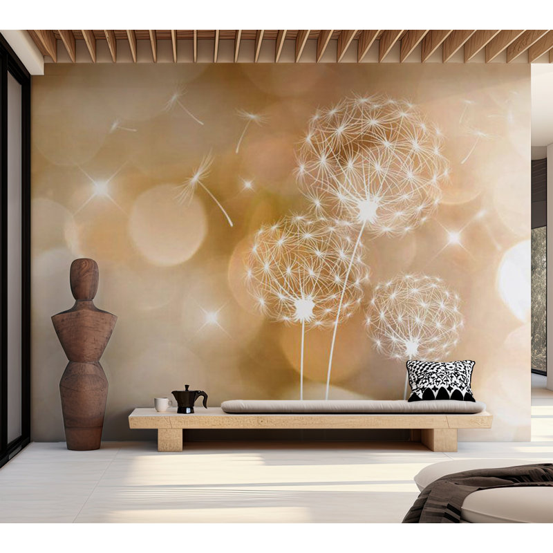 Adhésif mural floral peler et coller - Pissenlits en été, L 41 po x l 57 po
