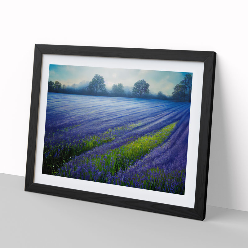 Magnetic Bluebell Field - Framed Print, Black, 46cm H x 64cm W x 2cm D
