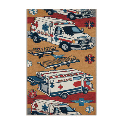 Machine Washable Transportation Brown Area Rug