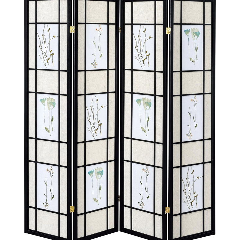 Paravent 70,09 pouces de hauteur avec cadre artistique - noir Elegance Grace