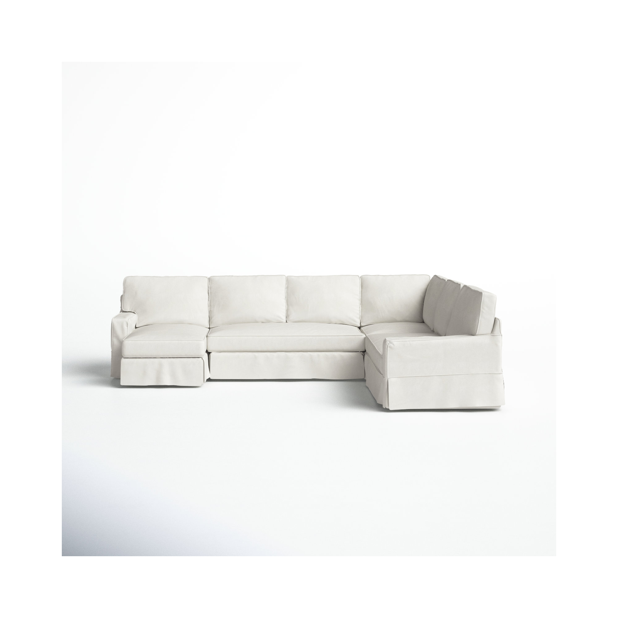 Taylor Upholstered U-Sectional, Bayou Off White Canvas, Right Hand Facing