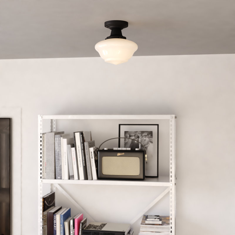 Plafonnier semi-encastré Maelina, Noir mat, 8.75-inch