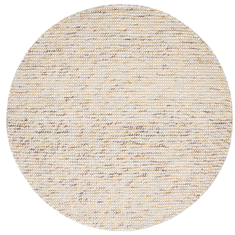 Tapis gris en laine tissé à la main, Rond 6 pi