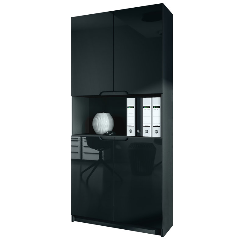 Mazeppa 4 -Door 4 -Shelf, Black