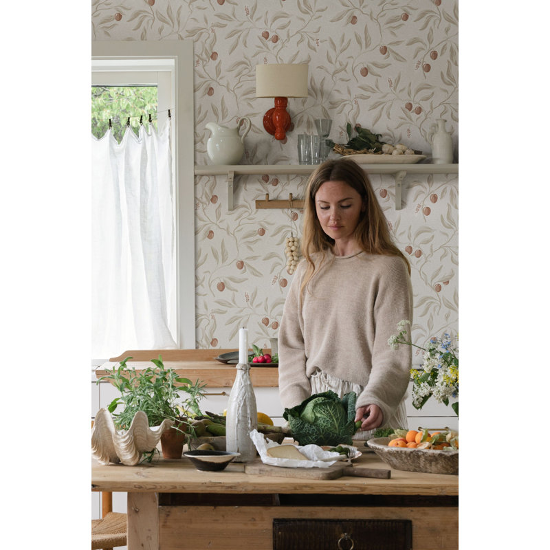 Villa Dalaro 2 Floral Wallpaper Roll, Linen
