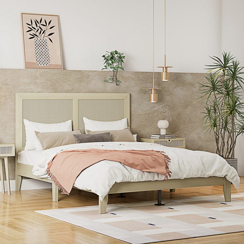 Lit plateforme en rotin, Grand lit