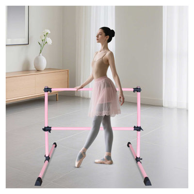 48-Inch Pink Adjustable Ballet Barre for Dance Practice, Height Range 6.7 to 46 Inches