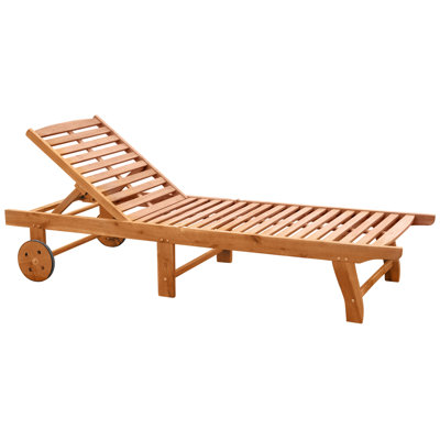 Chaise longue inclinable d'extérieur pliante avec roulettes, structure en bois d'acacia - couleur teck