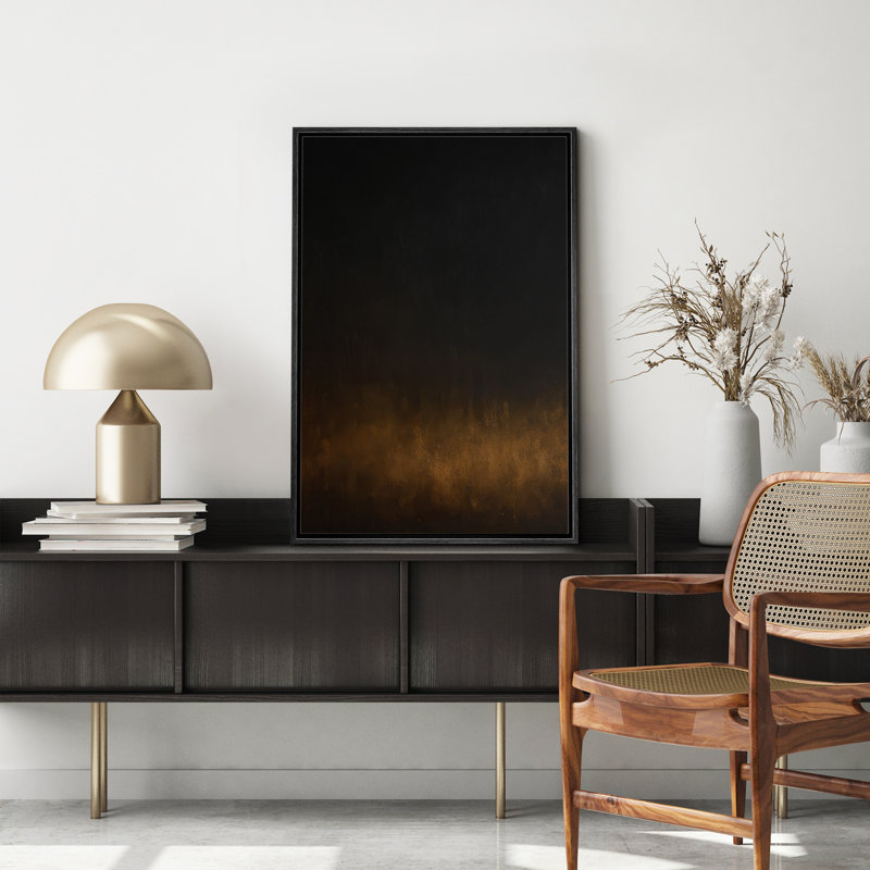 «Black and Gold Abstract Gradient Art», reproduction d'art sur toile encadrée, H 24 po x l 16 po x P 1,5 po