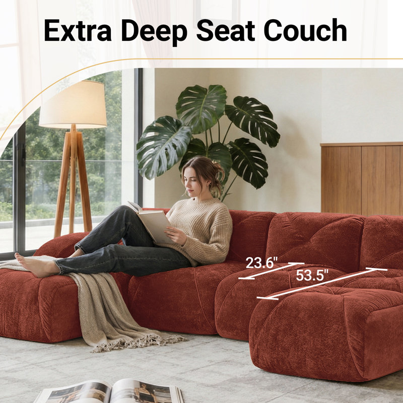Canapé modulaire Boneless, Velours rouge