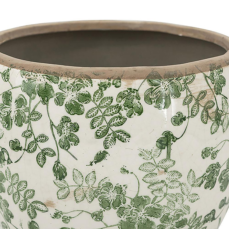 Vase - Set of 4 - 5" x 5" x 4.5" - Green/White