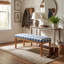 Banc de vestibule moderne avec coussin en tissu, siège de couloir 53 po pour chaussures, pieds en bois, revêtement gris-1668438438-1668438433