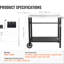 Chariots portatifs modulaires pour four à pizza, table de préparation de nourriture mobile à deux tablettes pour barbecue, table de divertissement en acier inoxydable pour les événements de cuisine intérieurs et extérieurs-133698613-133698611