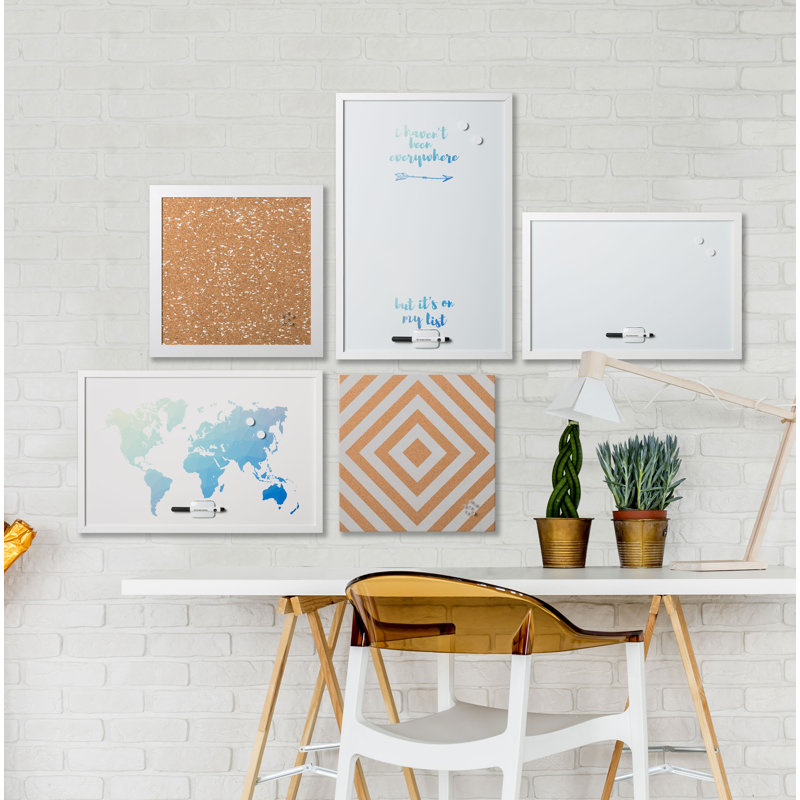 MasterVision Frameless Chevron Bulletin Board, Self-Healing Cork Board with 6 Push Pins, For Home or Home Office, 16" x 16"