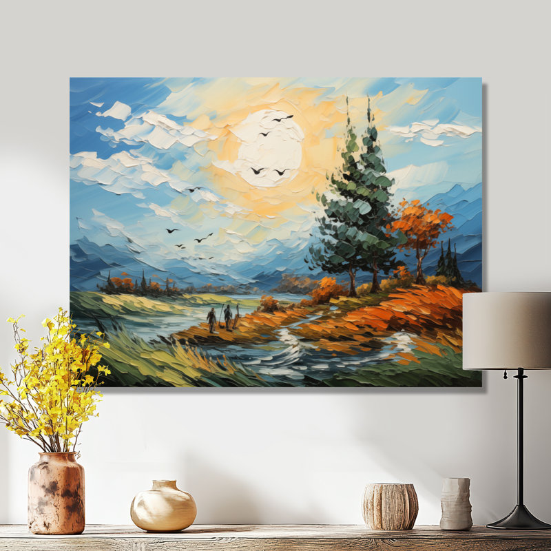 «The Swaying Cypress Pointillism I - Vangogh», impression murale en métal, H 16 po x l 32 po