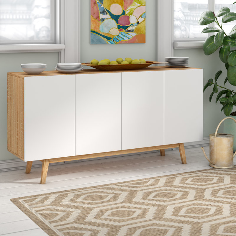 Van Buren 160cm Solid Wood Sideboard, Beige/White