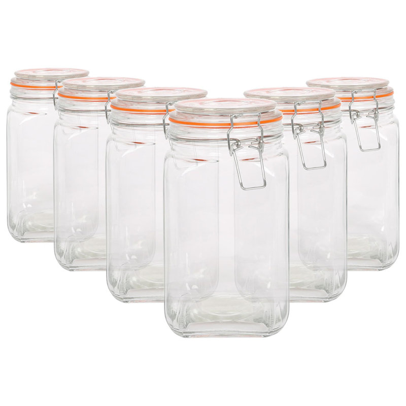 Glass Jar - Set of 6, Clear, 19 cm H x 10.5 cm W x 10.5 cm D