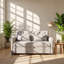 Canapé-lit gigogne deux places en pin, revêtement rembourré, dimensions : 148 cm (L) x 83 cm (P) x 82 cm (H).