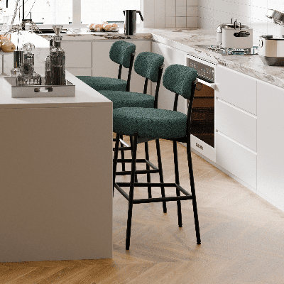 Modern Curved Back Upholstered Counter Stool