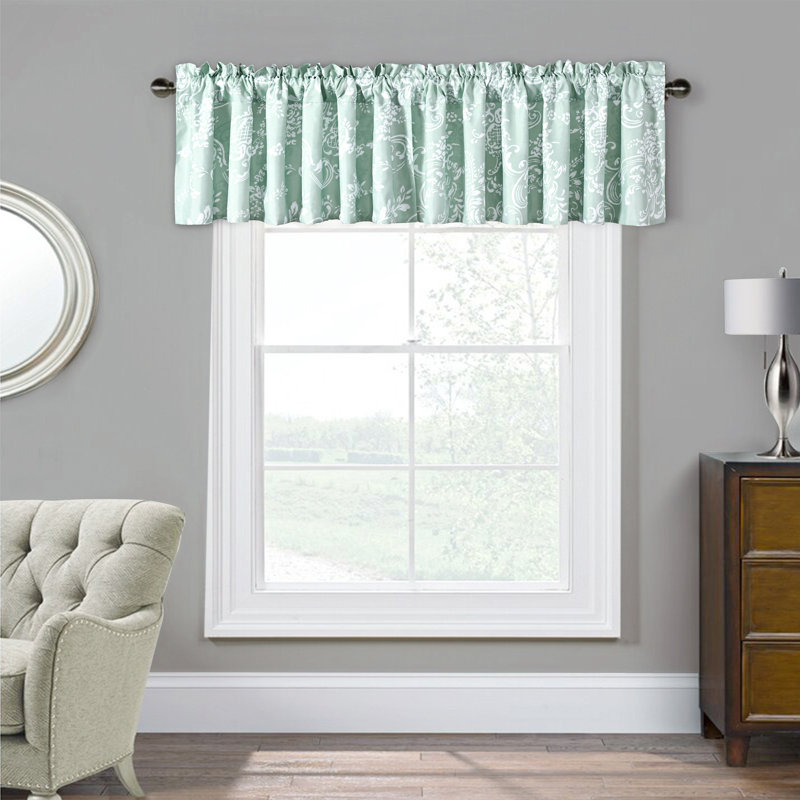 La Boheme Floral Tailored 60.00'' Window Valance, Teal / Turquoise