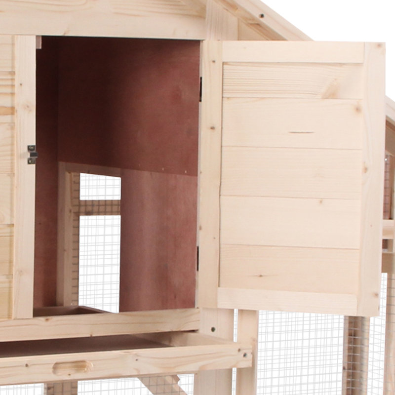 Cage à lapin en bois 55 po avec rampe, toit imperméable et plateau amovible pour animaux de compagnie