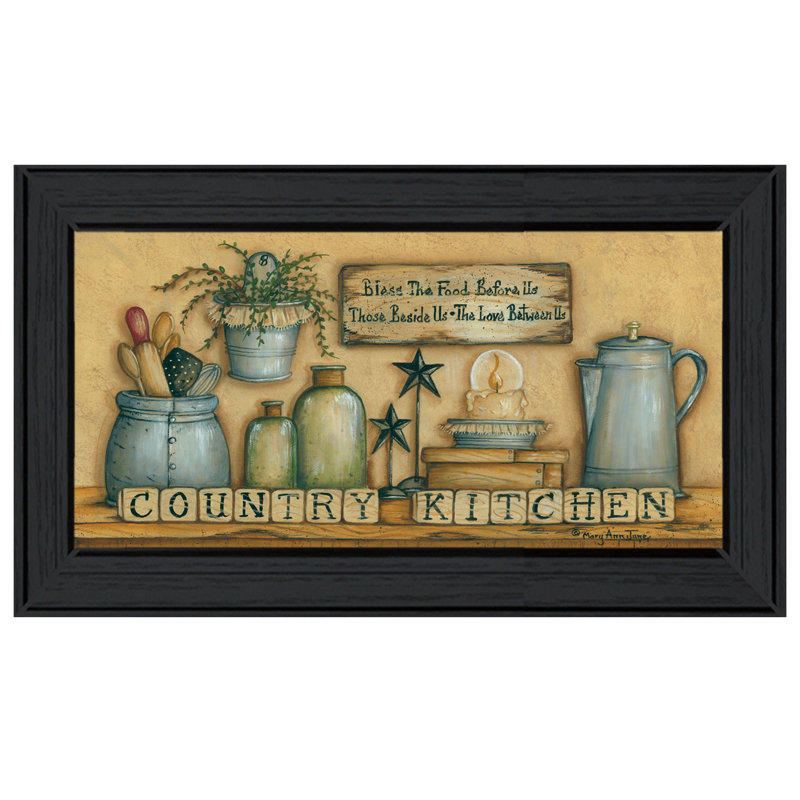 «Country Kitchen», art mural encadré pour le salon, décoration intérieure par Mary Ann June, Cadre noir