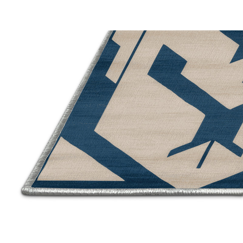 Tapis beige Art Deco lavable à la machine, Rectangle de 5 pi x 8 pi