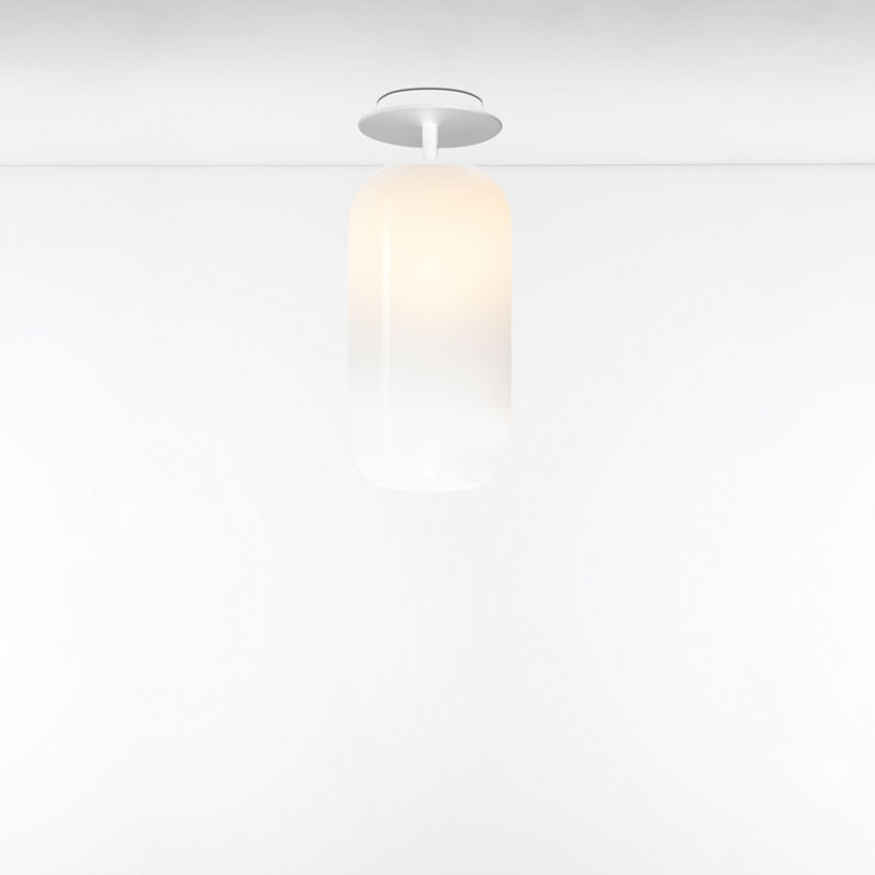 Gople Handcrafted Pill-Shaped Medium Ceiling Light in White Bronze
