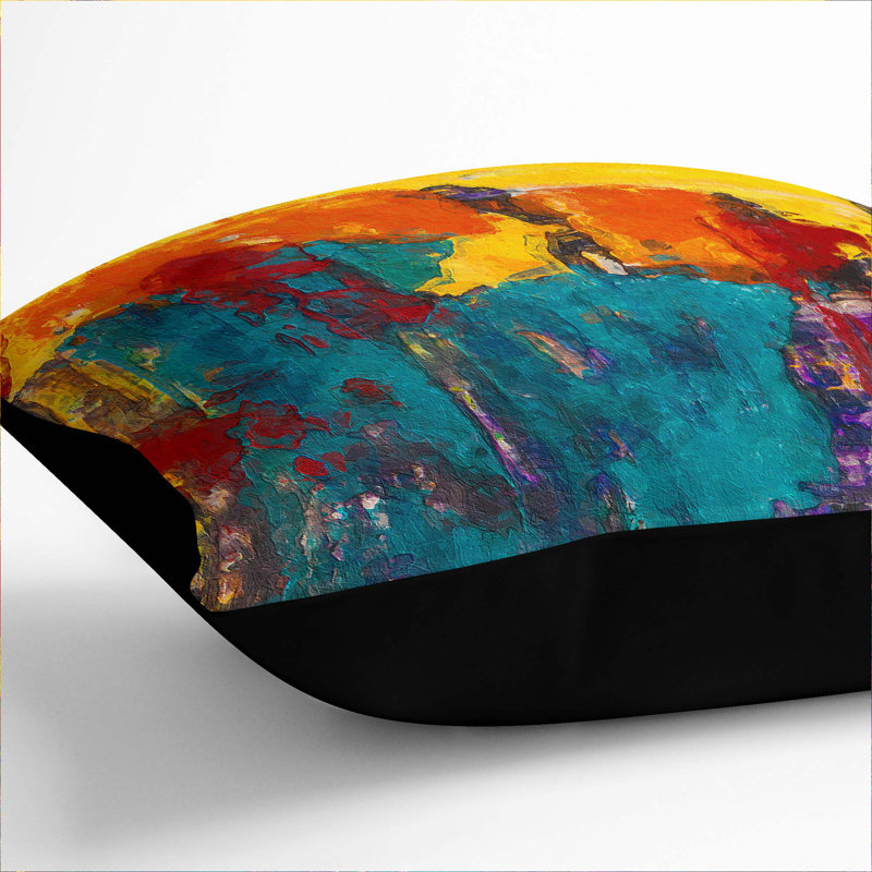 Abstract Square Throw Cushion, 40 x 40 cm, Black