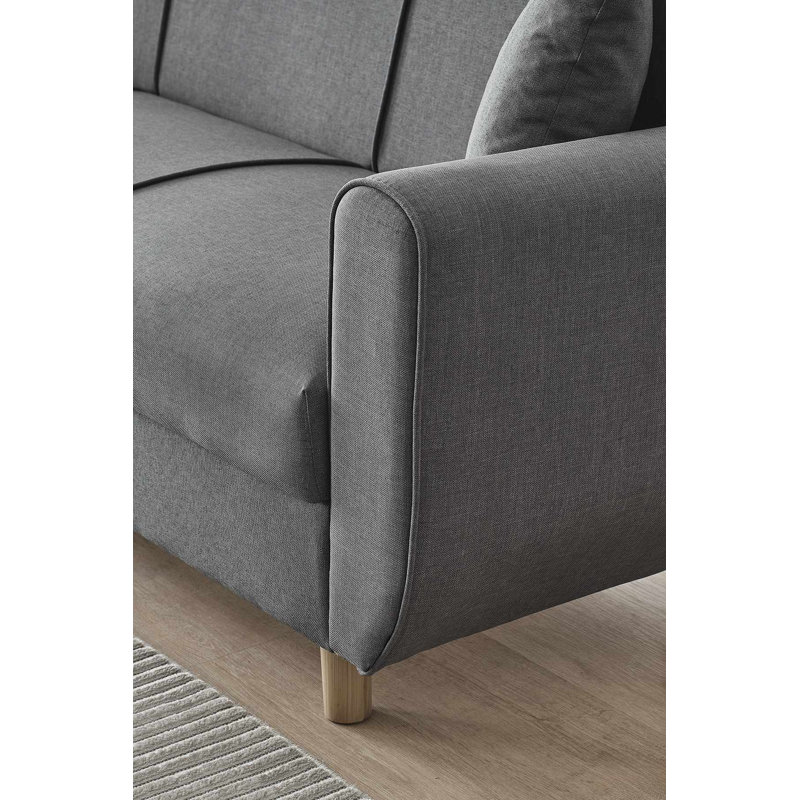 Élégant canapé-lit à 3 places, lin gris foncé, 84,3 po x 39,4 po x 34,3 po | Structure en métal et en carton, tissu 100% lin | Confortable et polyvalente pour le salon ou la chambre d'amis